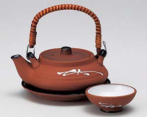 耐熱松葉土瓶むし 耐熱 240cc 本格 土瓶蒸し 盃セット おちょこセット 料亭 陶器のふる里 trysス