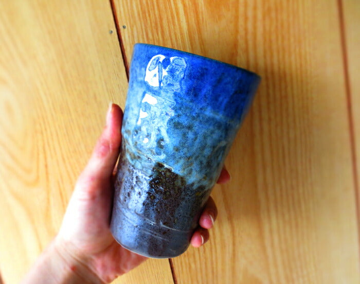 森の湖ビールコップ 酒器 タンブラー ビールグラス ビアグラス 美濃焼 藍色 和食器 美濃焼 日本製 国産 陶器のふる里 stockヤ