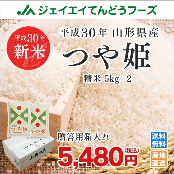 ギフト 米 送料無料 30年産米 山形県産 つや姫 精米10kg(5kg×2) 箱入れ ※一部地域は別途送料追加 のし対応 お年始 内祝い 贈答用 冬ギフト rts11