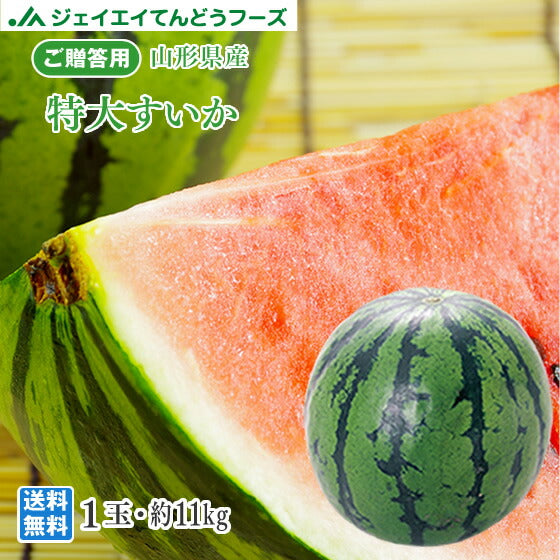早期予約 贈答用 おもいっきり特大 山形県産すいか6L/1箱1玉いり※一部地域は別途送料 wm03