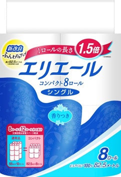 大王製紙 エリエールトイレットコンパクト 82.5m 8ロール シングル 8パック入り