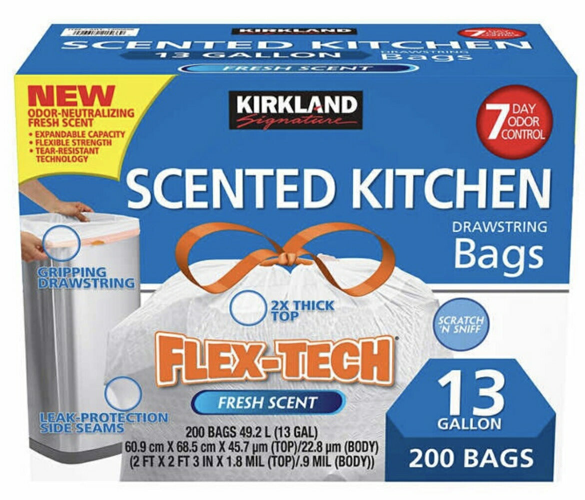 【香り有り】★限定:香り付ゴミ袋入荷!★大容量200枚!★【送料無料】KIRKLAND カークランドキッチンバッグ ひも付きごみ袋 紐付き ゴミ袋 匂い有り 200枚 【コストコ通販】【送料無料:沖縄・一部地域、離島は対象外】