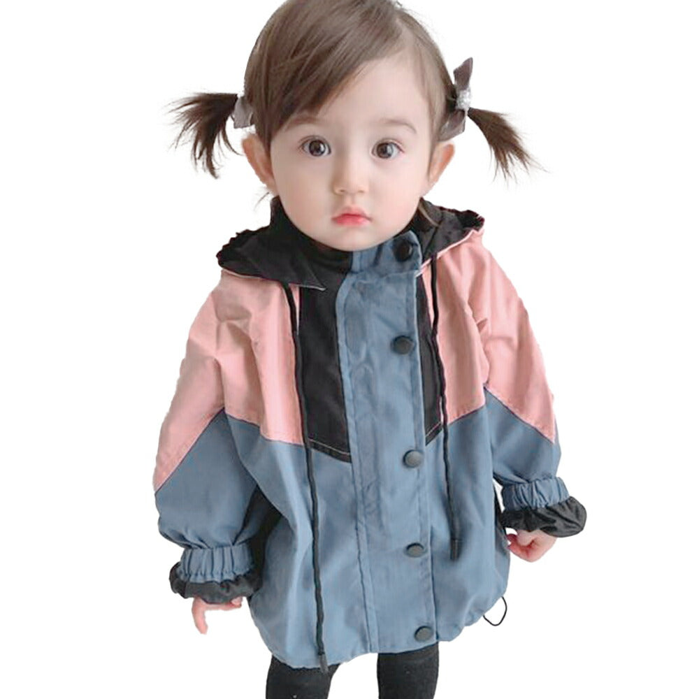 【100cm 】 マウンテンパーカー キッズ ベビー ウインドブレーカー ジャケット コート 上着 子供服 キッズ ベビー 女の子 ガールズ フード付き