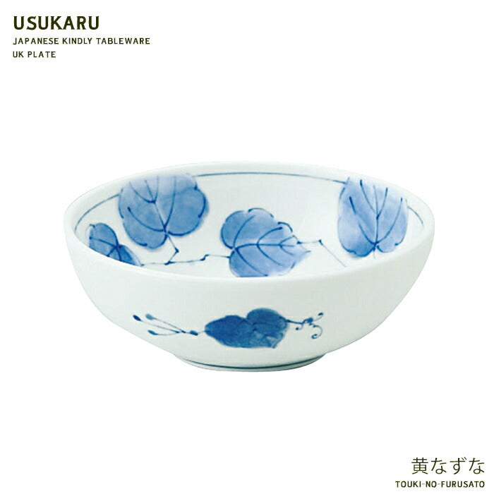 黄なずなUK40小鉢 直径12cm 高4.5cm 軽量 うすかる 和ボウル ボール 和食器 藍色 食器 美濃焼 国産 煮物鉢 陶器のふる里 trys亜