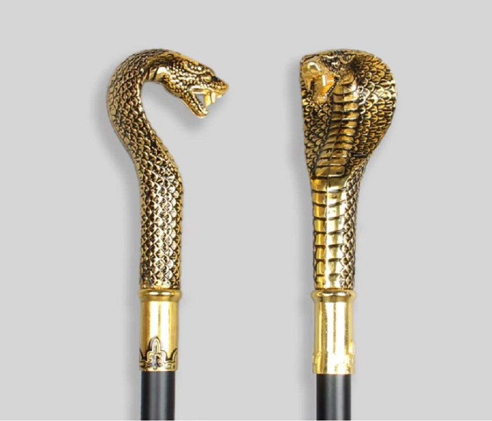 杖 コブラ キングコブラ スネーク SNAKE 蛇 ヘビ 毒蛇 小道具 アニマル つえ ステッキ おしゃれ 高級 金 男性 女性 金属 ブロンズ ゴールド ウォーキングスティック ソリッド ヴィンテージ デザイナー アンティークスタイル レトロ 一本杖