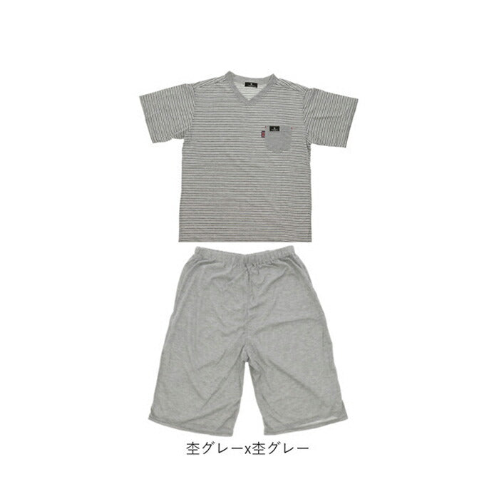 【グレー・Mサイズ】 パジャマ メンズ 半袖 通販 5分丈パンツ おしゃれ 寝巻 半ズボン 紳士パジャマ 春 夏 シンプル ルームウェア 敬老の日 父の日 プレゼント ギフト ナイトウェア m l サイズ 夏用