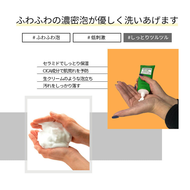 【2個セット/送料込み】セラミド クレンジング フォーム CICA 100ml×2個 洗顔 シカ ツボクサ 乾燥 敏感 低刺激 Wクレンジング メイク落とし 化粧落とし 洗顔料 洗顔フォーム メイクオフ eyenlip アイアンリップ アインリップ 韓国製 韓国コスメ 定形外 送料込み