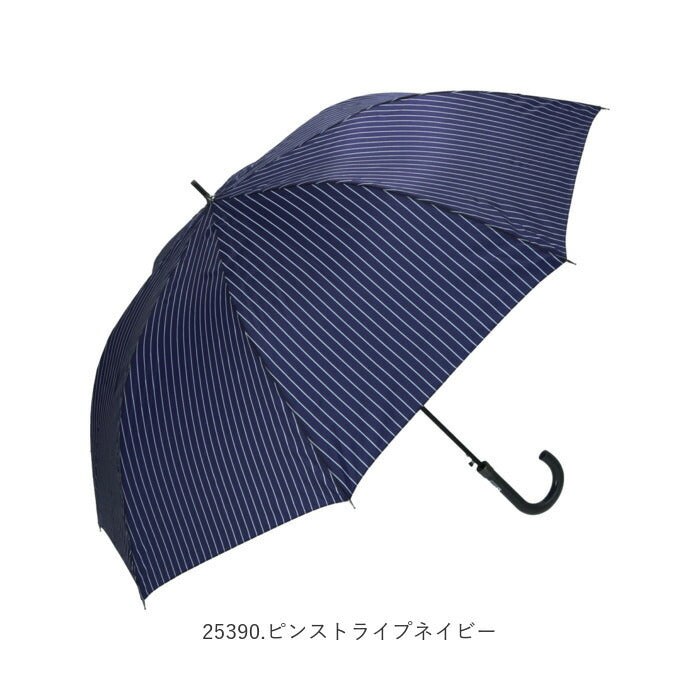 【25340.格子ブラック・長傘70cm】 傘 メンズ ジャンプ 通販 大きい 70cm グラスファイバー骨 丈夫 ワンタッチ ジャンプ 雨傘 紳士傘 ブラック ネイビー おしゃれ 通勤 通学 雨の日 かさ カサ