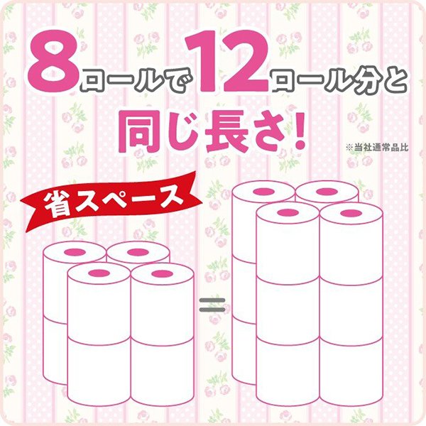 トイレットペーパー 丸富製紙 花束ローズアーチ 1.5倍巻き ダブル45m バラの香り 8ロール×8パック