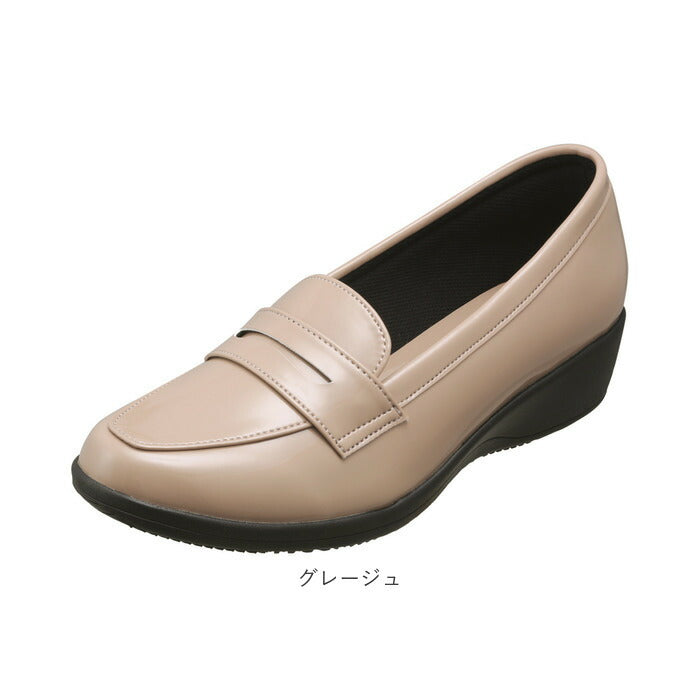 【グレージュ・23cm】 パンジー レインシューズ 4936 pansy 通販 ローファー おしゃれ エナメルシューズ 抗菌 軽量 学生 大人 雨靴 晴雨兼用 3e 幅広 通勤 通学 レディース 防水 レイングッズ シンプル