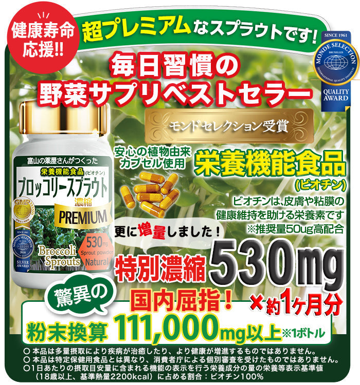 【5人シェア買いでお得】ブロッコリースプラウト スルフォラファン サプリメント PREMIUM