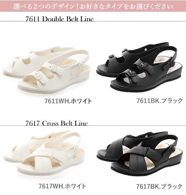 【7611BK.ブラック・サイズL】 ナースシューズ ピュアウォーカー Pure Walker 黒 白 pw7611 ダイマツ 定番 シンプル ゆったり 歩きやすい 消臭 サンコンフォートサンダル dimn007611-1000 pw-01