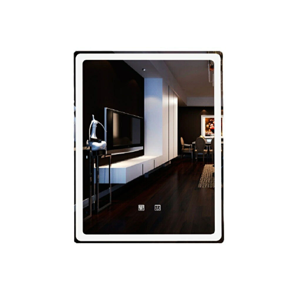 ミラー LED 四角形 ふちLED 高級 ホテル 80×60cm 縁 鏡 ライト付き ledミラー おしゃれミラー ハリウッドミラー 大型 ライト付きミラー おしゃれ 調光 丸い鏡 スクエア型 壁掛けミラー 壁掛け 丸ミラー 四角 大型 大きい 大きめ シンプル 全身鏡 モダン 北欧 インテリア