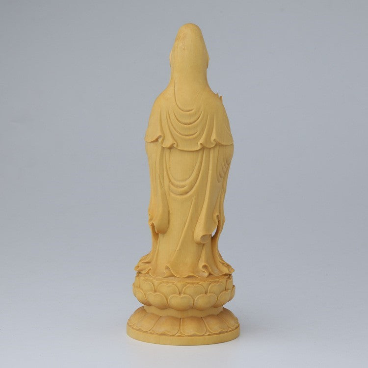 10cm 観音菩薩 木彫り 彫刻 柘植木彫り 仏像 縁起物 祈る 開運 スピリチュアル プレゼント 贈り物 ギフト お土産 お守り 置物 風水 飾り