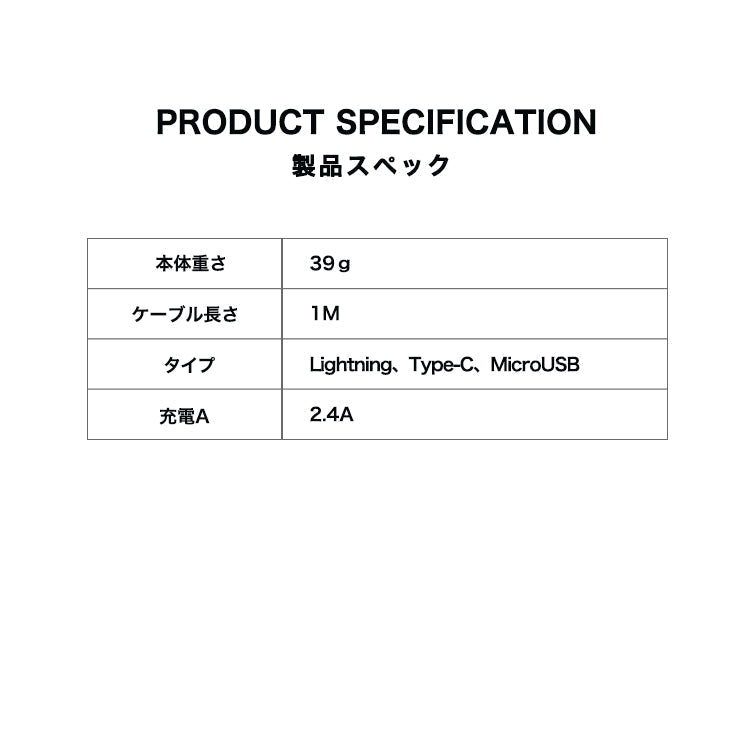 Silver 3in1ケーブル ライトニングケーブル Micro USB Type C ケーブル remax-003