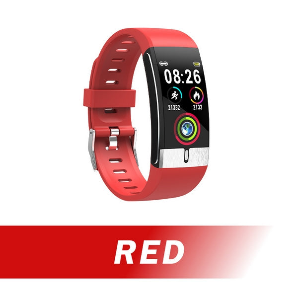 (Red)スマートウォッチ SNS通知 IP68 防水 睡眠計