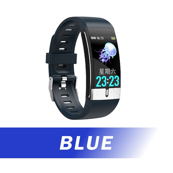 (Blue)スマートウォッチ SNS通知 IP68 防水 睡眠計