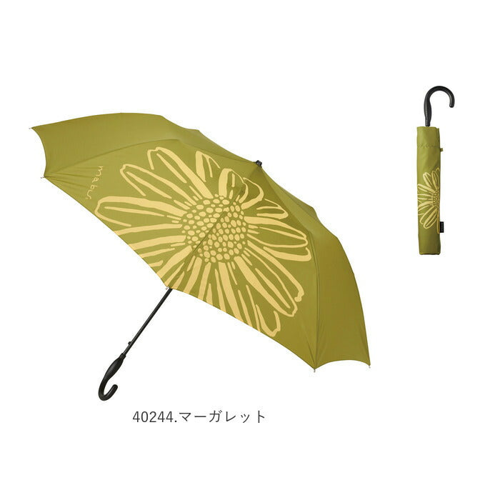 【40243.ブロッサム・折りたたみ傘】 mabu 傘 通販 長傘 レディース コンパクト 日傘 晴雨兼用 uvカット ジャンプ傘 ワンタッチ 55cm 8本骨 グラスファイバー骨 おしゃれ 大人可愛い ローズ ブロッサム マーガレット