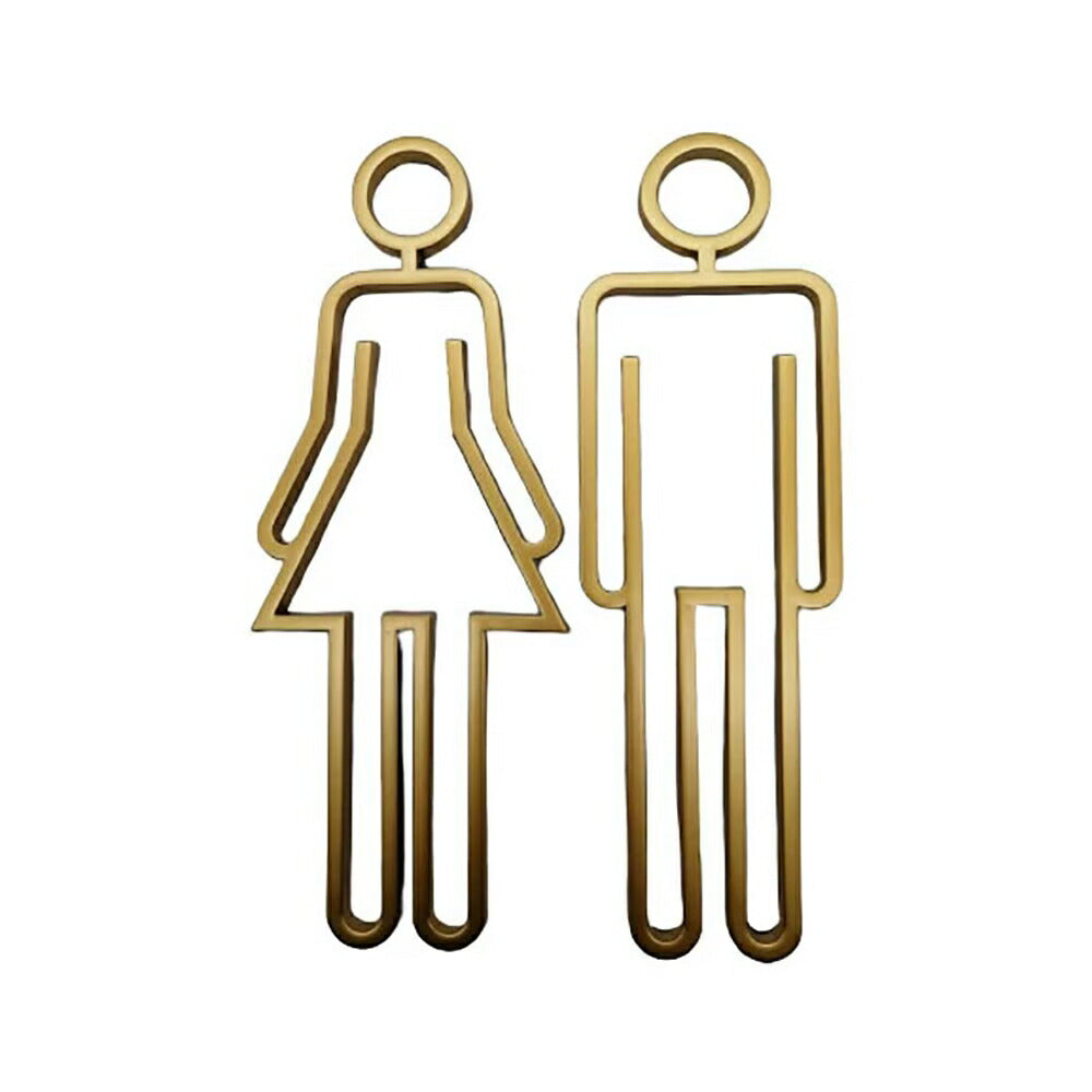 トイレ 男女マーク ゴールド プレート 雑貨 おしゃれ トイレサイン TOILET MEN WOMEN サイン ドアプレート トイレマークプレート トイレ標識 自宅 会社 ピクトグラム 誕生日 クリスマス ギフト サプライズ 友人 家族 パーティー
