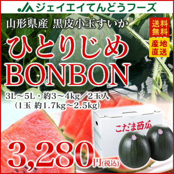 すいか 送料無料 山形県産黒皮小玉すいか 2玉入【送料無料】※一部地域は別途送料【A品】【お中元】【ギフト】【のし対応】e2