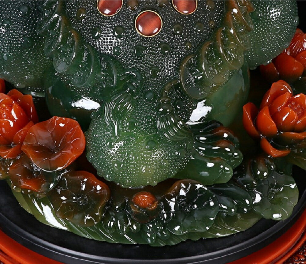 風水 蛙 特大 蓮の上に座る 蓮の花 カエル シリトン 超特大 風水アイテム 大盛況 超縁起物 幸運 祈り 浄化 金運 宝くじ 金運アップ 最強 商売繁盛 開店祝い 祝い 贈り物 お店 店舗 プレゼント 経営者 経営 玄関 置物 インテリア