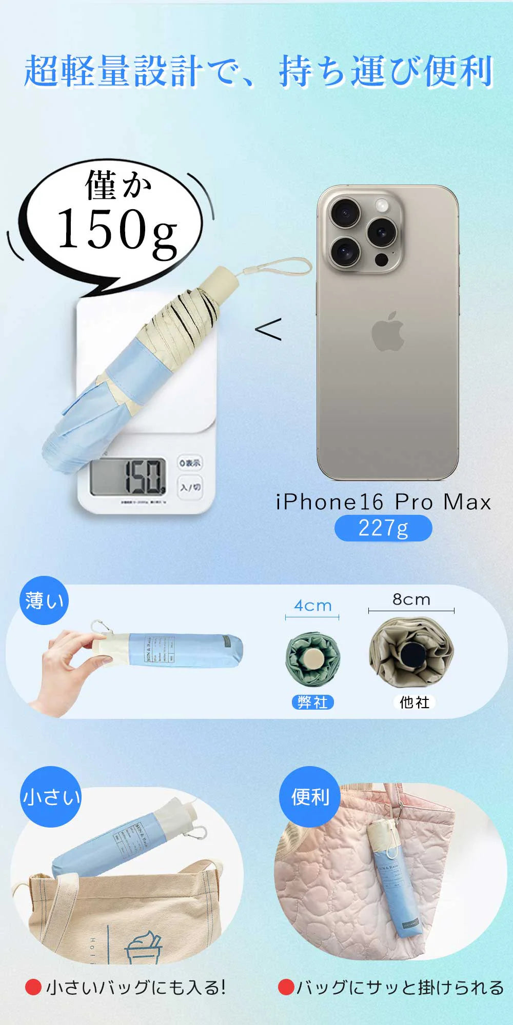 【超軽量 コンパクト 日傘 セール中‼】＼ オフ×ベージュ 1本／【カラビナ付き】日傘 軽量 高品質 折りたたみ傘 完全遮光 UVカット 6本骨 遮光率99.99％ UPF50+ 遮熱 遮光 耐風 レディース 紫外線対策 耐風骨傘 遮熱 紫外線カット 避暑 晴雨兼用 傘 折り畳み プレゼント ギフト 通学 子供 日傘