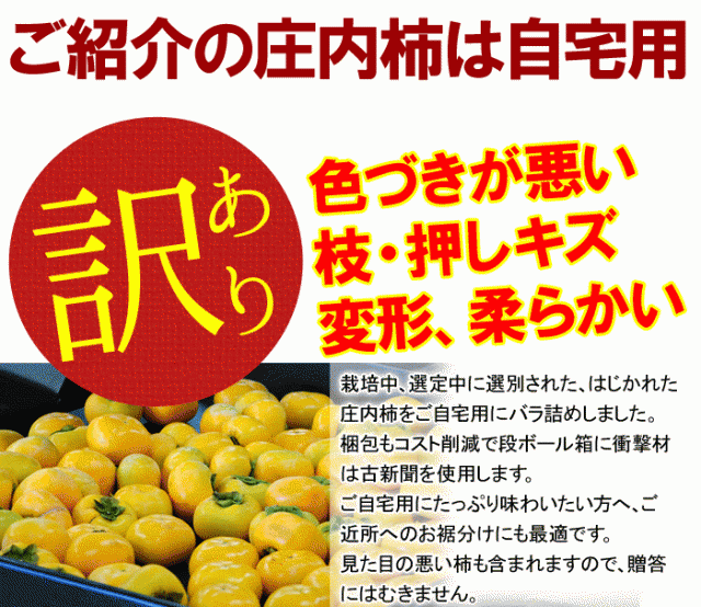 【特別セール価格】10kg(5kg×2箱) 山形産たねなし庄内柿訳あり バラ詰め