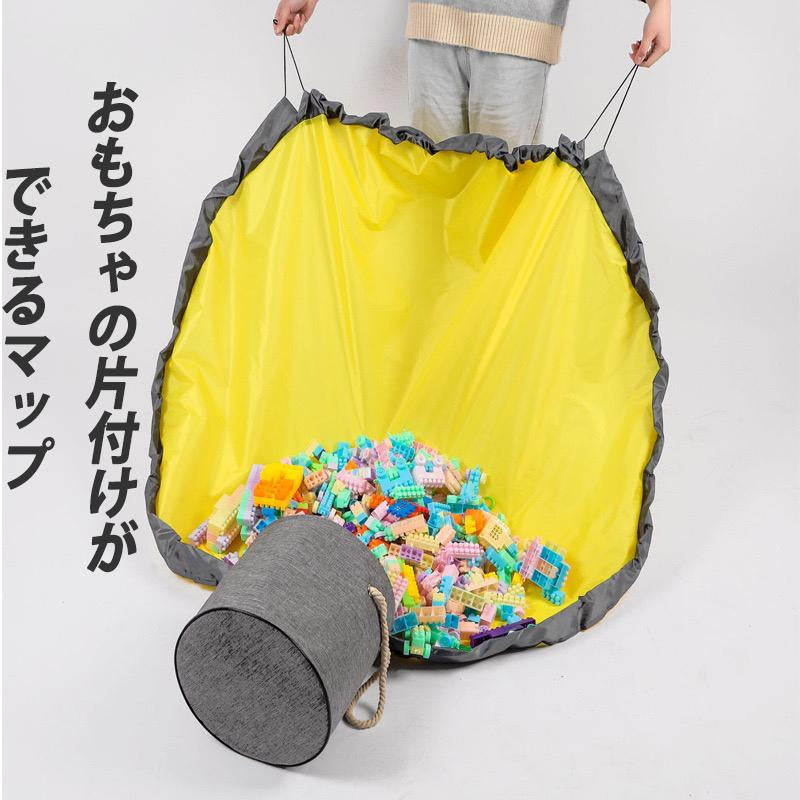 当日発送 おもちゃ収納バッグ プレゼントにも 収納ボックス ふた付き 玩具 収納ケース 大容量 おもちゃ箱 プレイマット 玩具収納袋 ブロック片づけ 雑貨 w186A(ブラック)