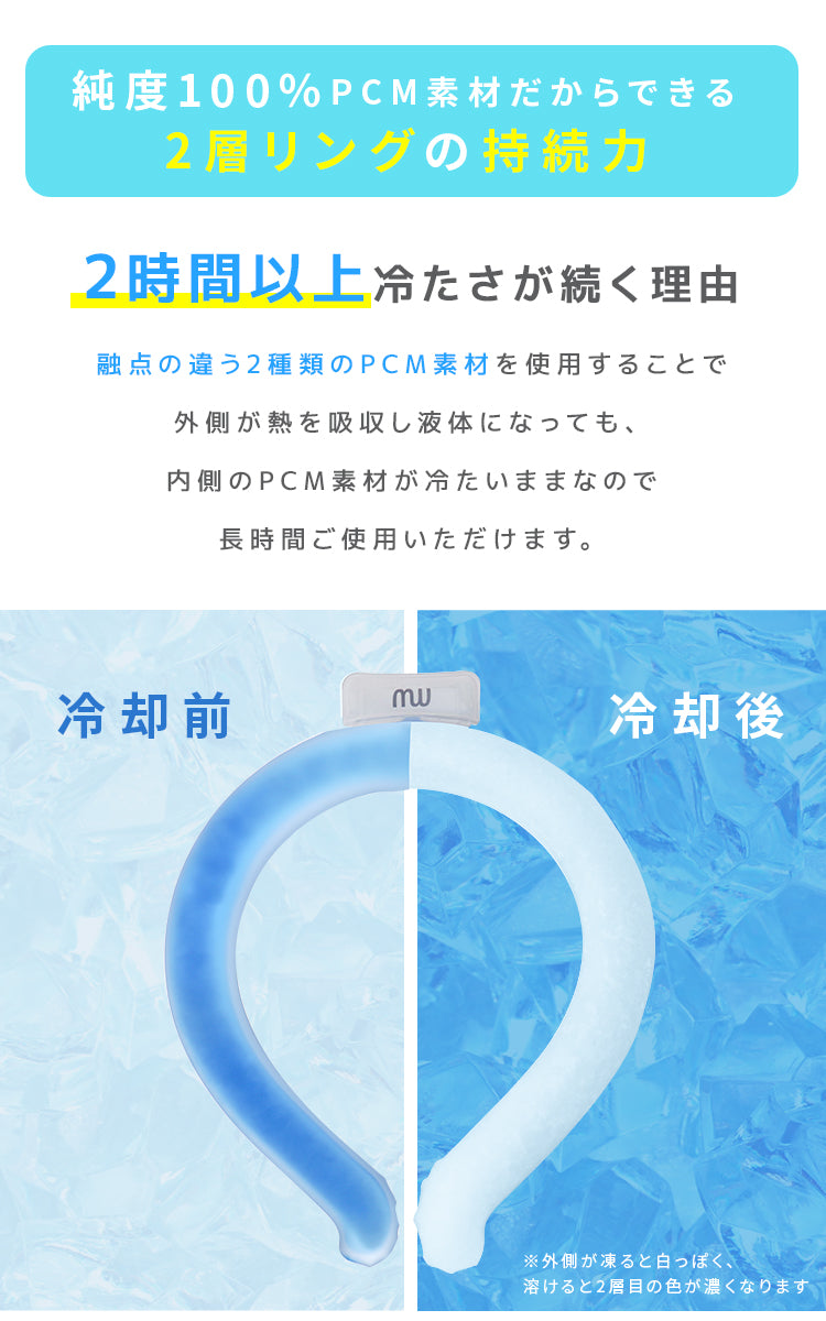 【Lサイズ】【ホワイト】【ノーマルタイプ】クールリング ネッククーラー PCM クールネック 涼しい 首 クール 熱中症対策 大人 子供 キッズ 軽量 ひんやりグッズ  アイスネッククーラー 冷感リング アイス 冷却 首 保冷剤 冷たい ひんやり 冷感グッズ 暑さ対策 くすみカラー 暑さ対策