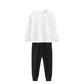 2点セット ブラック 120cm トレーナー1枚 と ズボン1枚 体育 体操服 子供 キッズ 白Tシャツ長袖 黒 グレー パンツ 秋 春 冬 通気性 運動会 イベント 男女兼用 ポップダンス