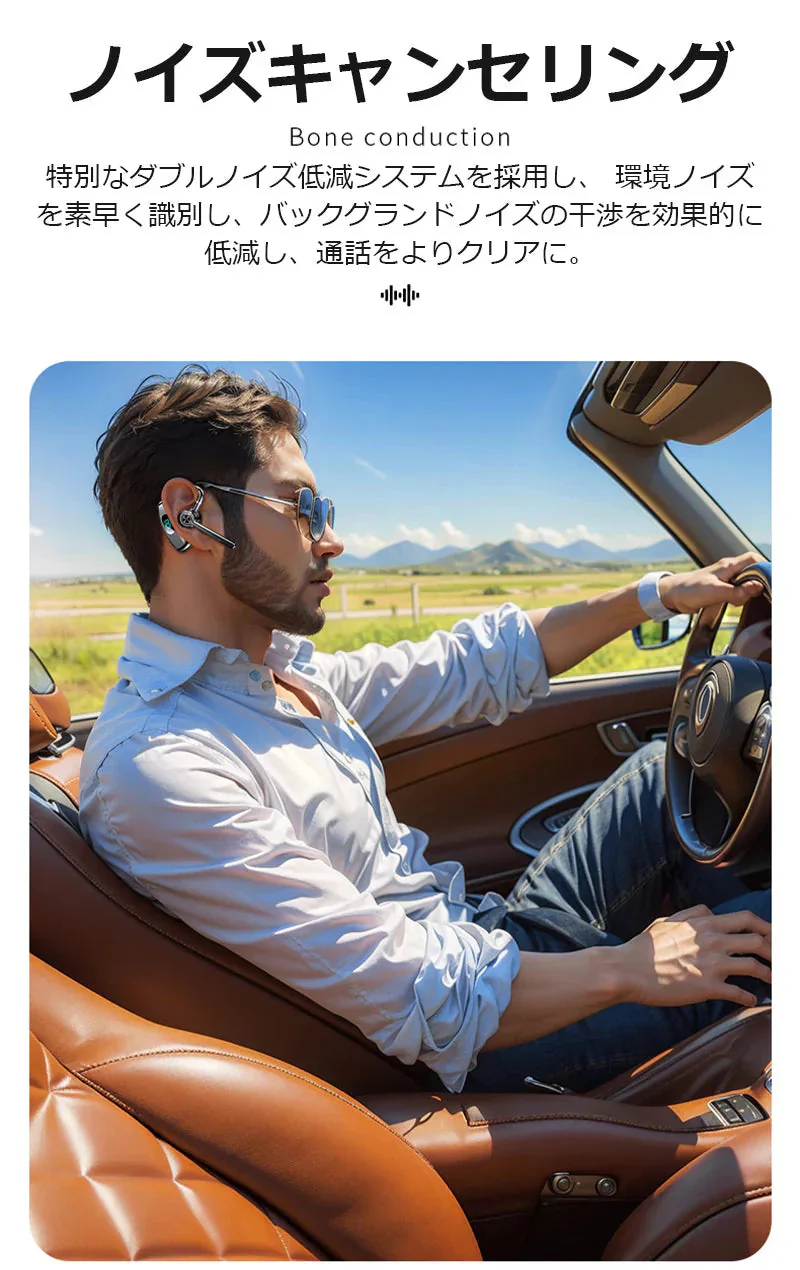 骨伝導イヤホン イヤホンヘッドホン  PSE認証 耳かけ式 Bluetooth5.4 HiFi高音質 長時間航続 Type-C充電 IPX5防水 防滴防汗 三色選択可能 大容量バッテリー LED残電表示 270度回転可能 s100B(ホワイト)