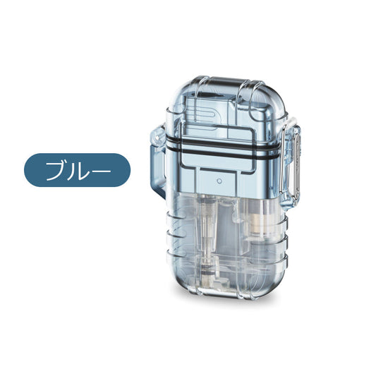 電子ライター 小型 軽量 超強力青炎 3color 防水仕様 防風 登山 キャンプ 防災 おしゃれ 誕生日 記念日 プレゼント 持ちやすい s102B(ブルー)