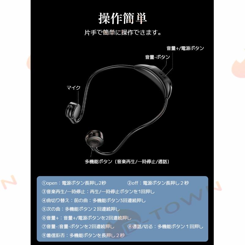 イヤレスイヤホン Bluetooth 5.3 ブルートゥースヘッドホン 耳掛け型 ヘッドセット 軽量 高音質 w629A(ブルー)