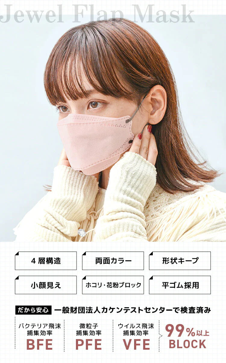 【100枚セット・ハニー・ふつうサイズ・バイカラー】立体マスク 3D マスク 4層構造 両面同色 5枚ずつ 個包装 くちばし 不織布 マスク 小顔 美 シルエット 使い捨て 血色 マスク カラー カラーマスク ジュエルフラップマスク Jewel Flap Mask 公式 WEIMALL 94-c 花粉症 花粉症対策 予防
