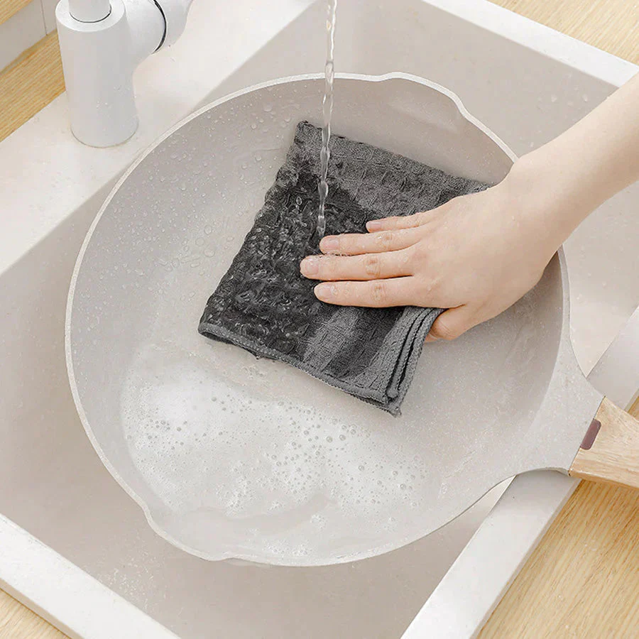 キッチンクロス 3枚セット 食器用 両面 ダブルカラー 布巾 学校用 ハンドタオル 速乾 吸水タオル マイクロファイバー 厚手雑巾ディッシュクロス 柔らかい ふきん 厚