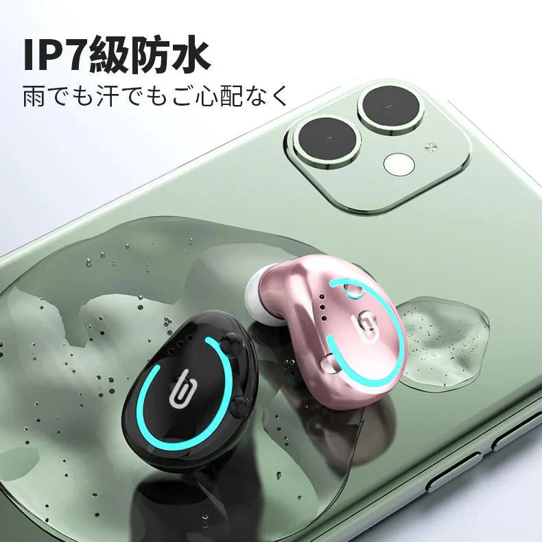 ブルートゥースイヤホン ヘッドホン 両耳 高音質 タッチタイプ　完全ワイヤレス 耳掛け式 自動ペアリング IPX7防水 Bluetooth 5.0 w595A(ブラック)