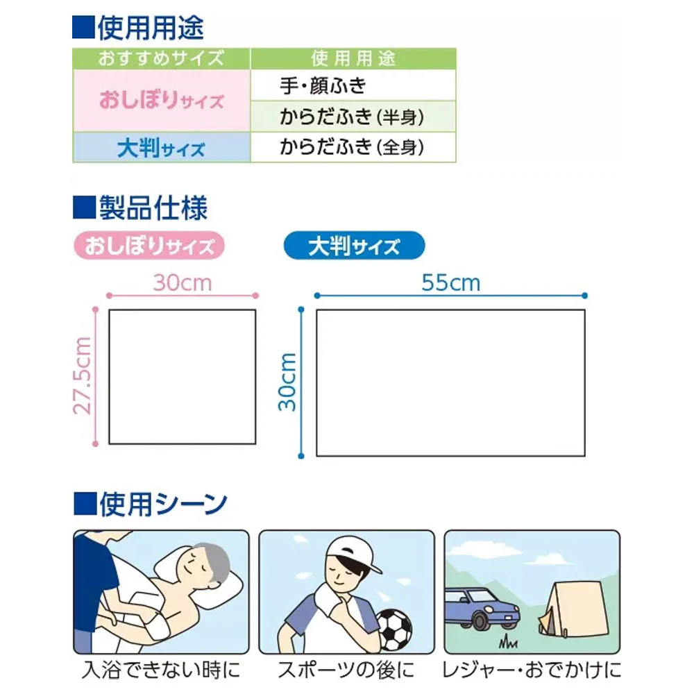 オオサキメディカル プラスハート からだふきぬれタオル ノンアルコール 弱酸性 無着色 無香料 大判サイズ 個包装 1枚 30個入り X4パック