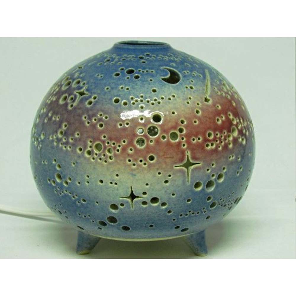 岩手県陶芸品 ランプシェード「星月夜（大）」手造りランプ付き