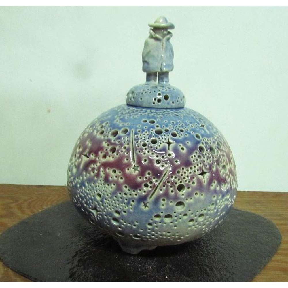 岩手県陶芸品 ランプシェード「銀河の旅人（大）」陶板・手造りランプ付き