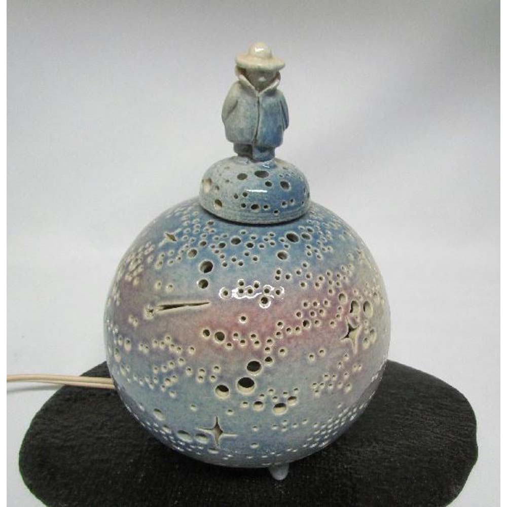 岩手県陶芸品 ランプシェード「銀河の旅人（小）」陶板・ミニランプ・アロマ、キャンドル皿付き