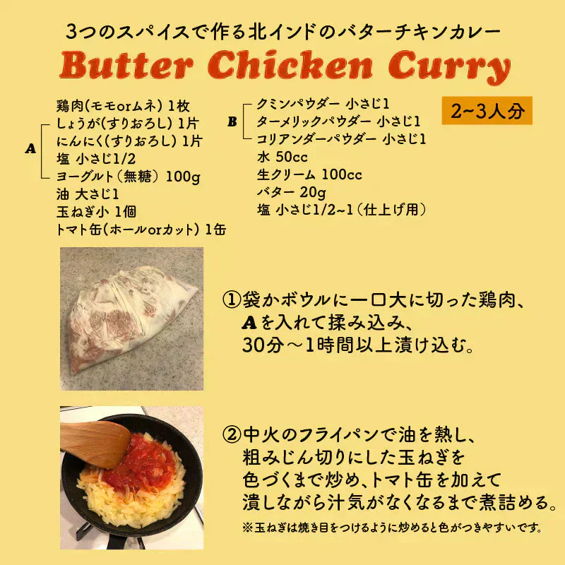 【 レシピ付】カレー 入門 スパイス 3種 セット 100g  大容量 チャック袋入 スパイス スパイスカレー おうちカレー 手作りカレー 送料込み お得 人気 お試し お試しセット