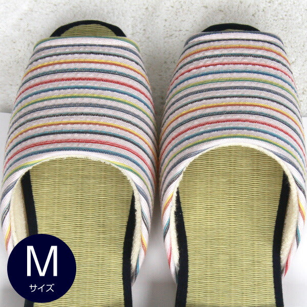 徳島県工芸品 スリッパ 阿波しじらタタミスリッパ  ストライプ（Ｍサイズ１足袋入り）