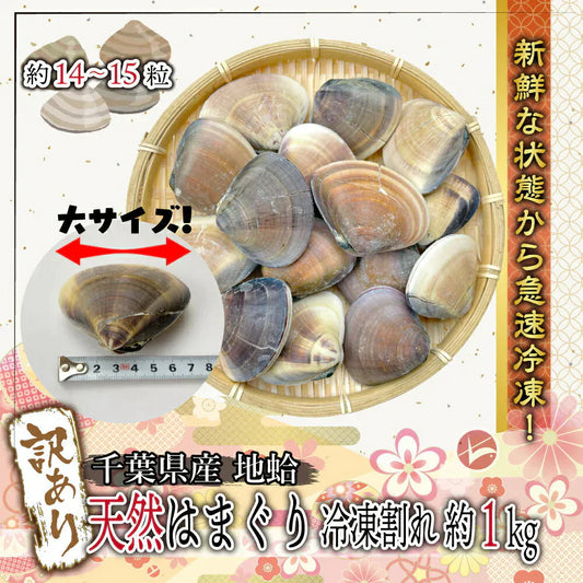 ◆フードロス削減◆訳あり◆千葉県産 天然はまぐり(地蛤)1kg以上 1粒60～80gの大粒な貝を生の状態から獲れたて鮮度抜群のまま急速冷凍！ 冷凍時に貝殻が割れてしまったワケあり品です