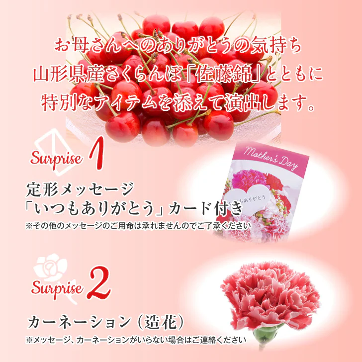 母の日さくらんぼ佐藤錦L玉ダイヤパック100g×2