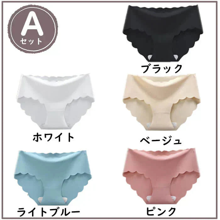 【Aセット】【XXLサイズ】【予約商品・発送時期は商品説明に記載】シームレスショーツ 5枚セット スカラップカット ショーツ レディース シームレスショーツ かわいい プチプラ お腹 お尻 女の子 インナー 下着 パンツ ノーライン ラインが響かない 黒 送料無料 ギフト プレゼント