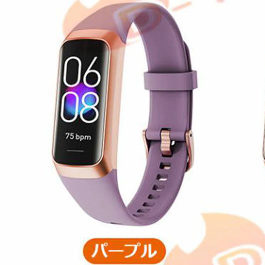スマートウォッチ 腕時計 スマートブレスレット 血圧 血中酸素 日本語 24時間体温測定 iphone android 対応 歩数計 Line 心拍計 健康管理 おすすめ s046C(パープル)