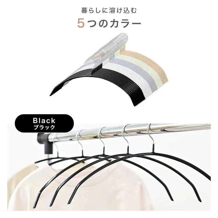 【予約商品：11月下旬（～30日までに発送）】【ホワイト】【20本セット】すべらないハンガー 落ちない 滑り止め PVCコーティング 防水 型崩れ防止 肩 跡がつかない アーチ型 ニット カーディガン スリムハンガー 三日月 乾湿両用