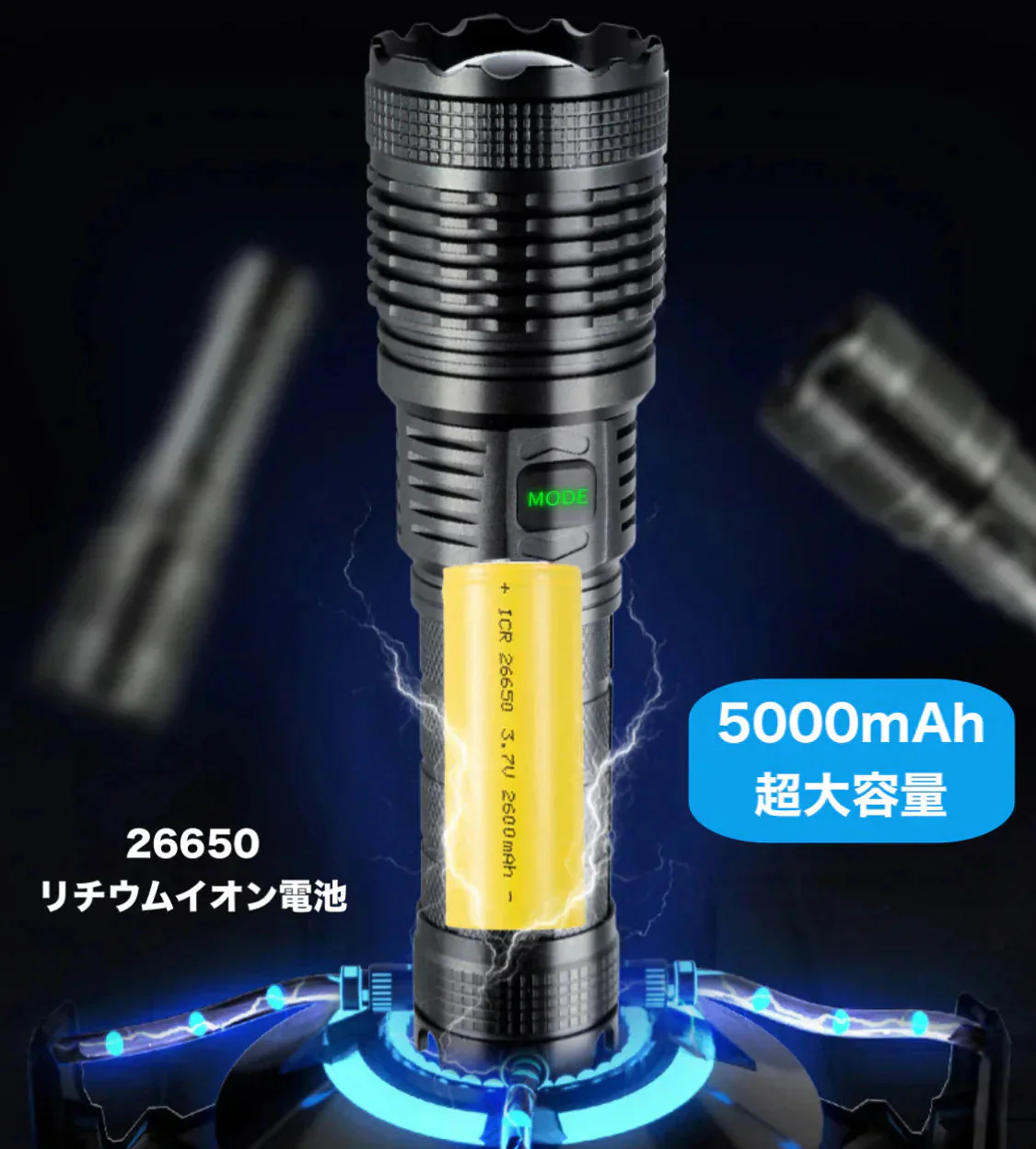 懐中電灯 LED懐中電灯 ハンディライト 充電式 超強力 ズーム 多モード 小型 軍用 作業灯 充電池付き　乾電池使用可 停電 防水 防災対策 最新仕様！LEDライト 懐中電灯　ズーム機能 フラッシュライト 爆光 強力 防災グッズ 強力 防水 コンパクト(w020)