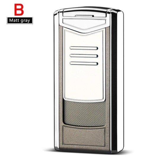 即納 ライター 葉巻ライター 防風 おしゃれ ガスライター メタルライター 充填式ライター 注入式ライター トリプル ターボ ジェット ライター 防風 軽量 w255B(グレー)