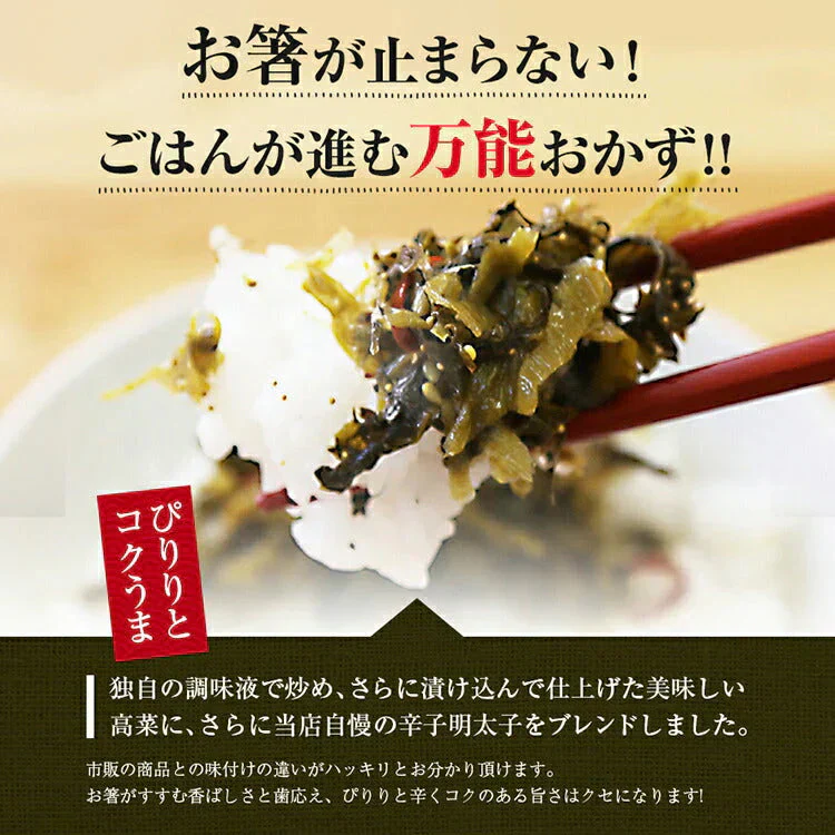 お試し用 明太入り辛子高菜 100g×2袋 送料無料 メール便 明太子 博多 福岡 おかず ご飯のお供 おつまみ 土産 ギフト 手土産 てみやげ おすすめ 日持ち 常温 ポイント消化
